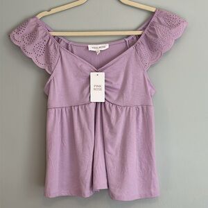 NWT purple Pink Rose crop top size large